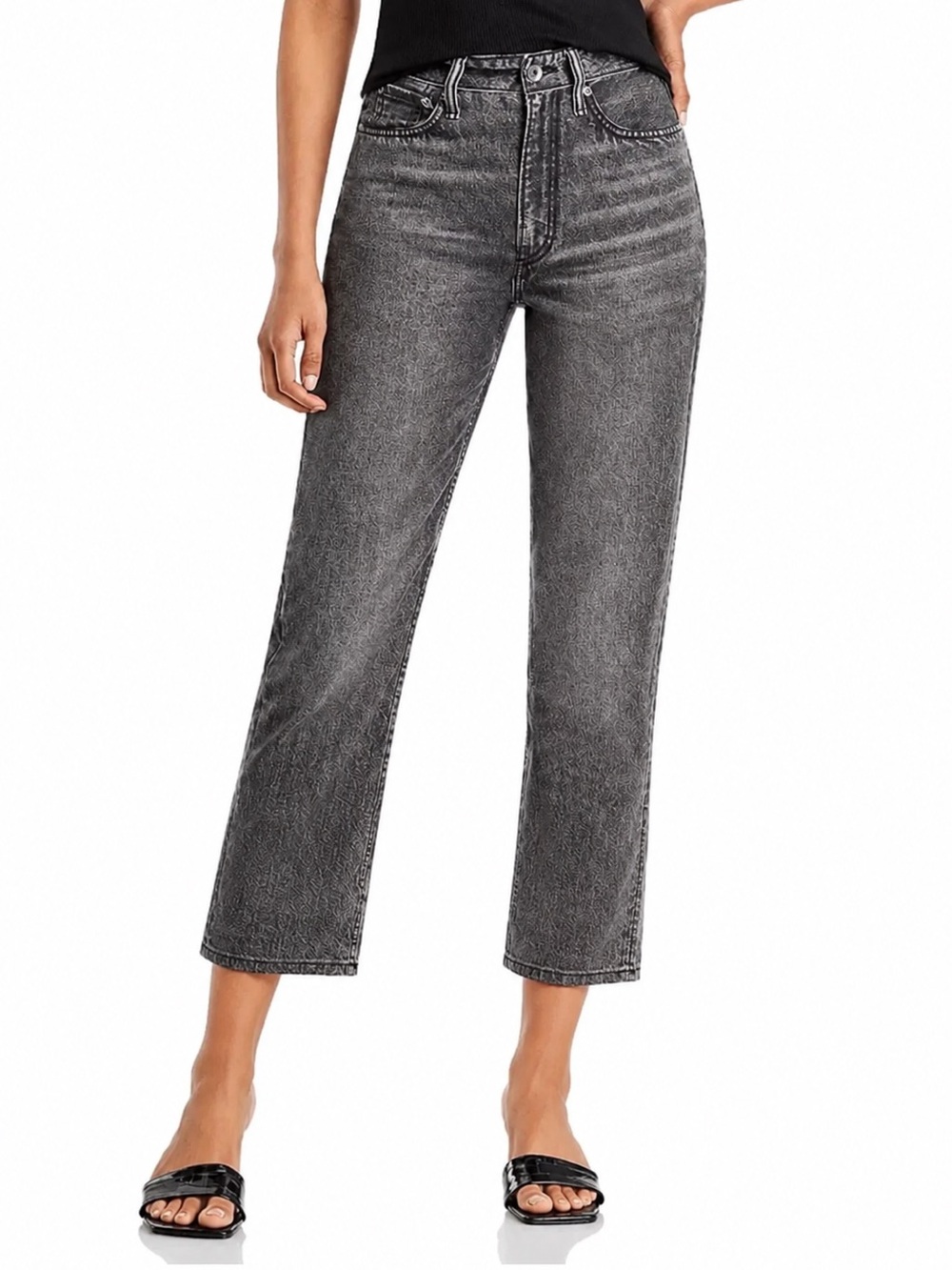 rag‎ & bone Liquid Alex High Rise Straight Leg Faux Jeans in Black Magic Size 25